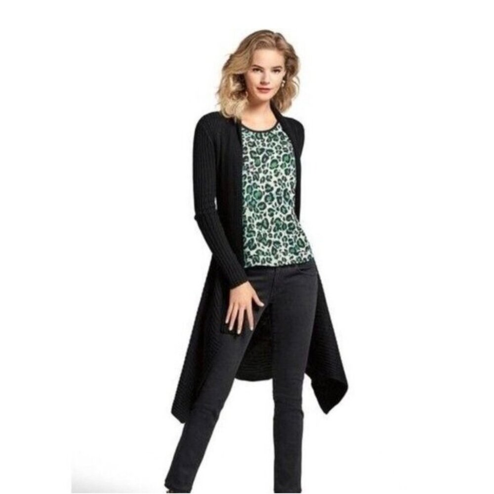 CAbi #3260 Jungle Green Cheetah Print Blouse